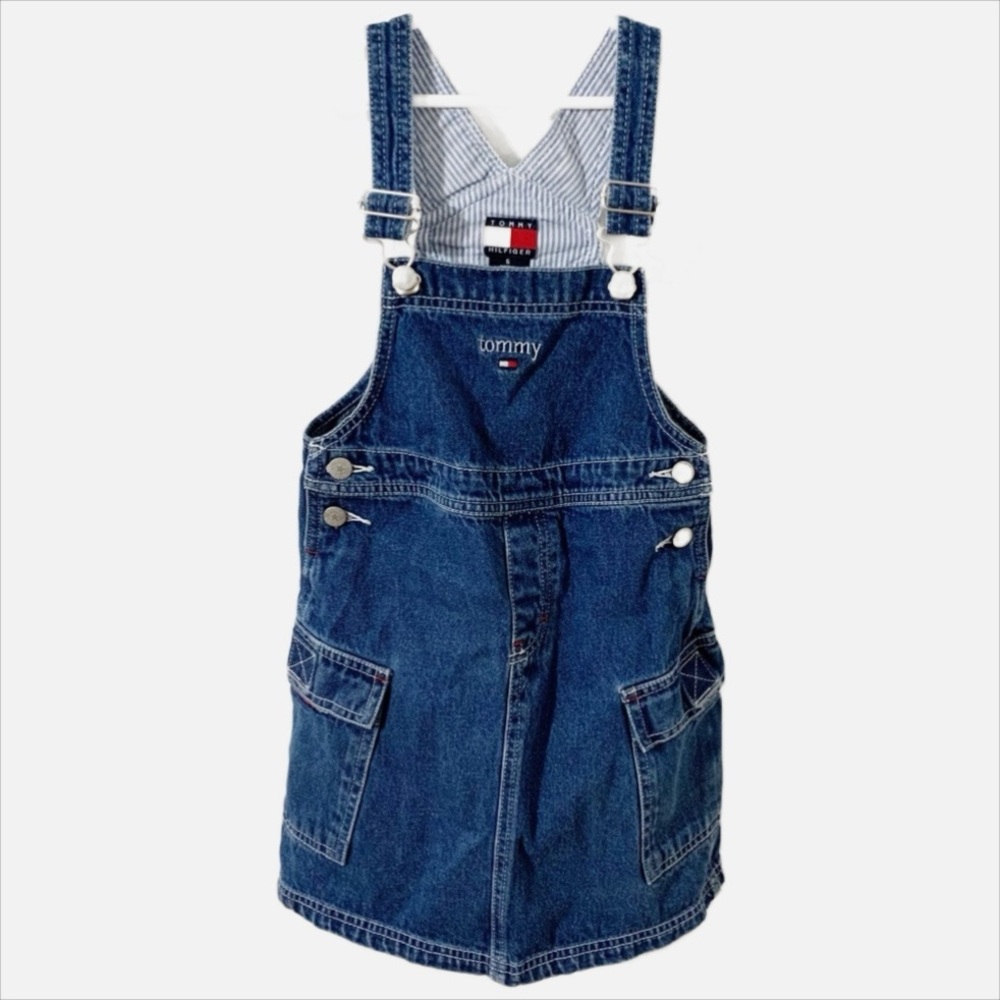 Tommy Hilfiger Dark Wash Denim Jean Overall Skirtall Jumper Adjustable Shoulders